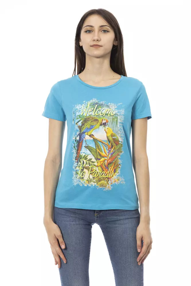 Trussardi Action Light Blue Cotton Women T-Shirt | Regal Royce