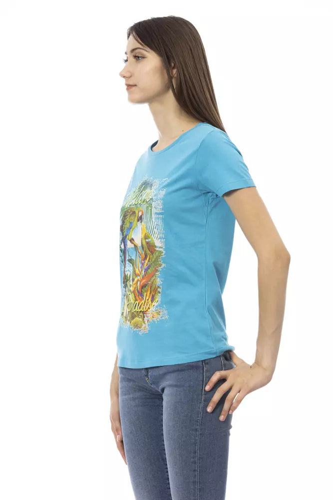 Trussardi Action Light Blue Cotton Women T-Shirt | Regal Royce
