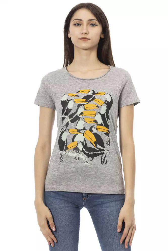 Trussardi Action Gray Cotton Women T-Shirt | Regal Royce