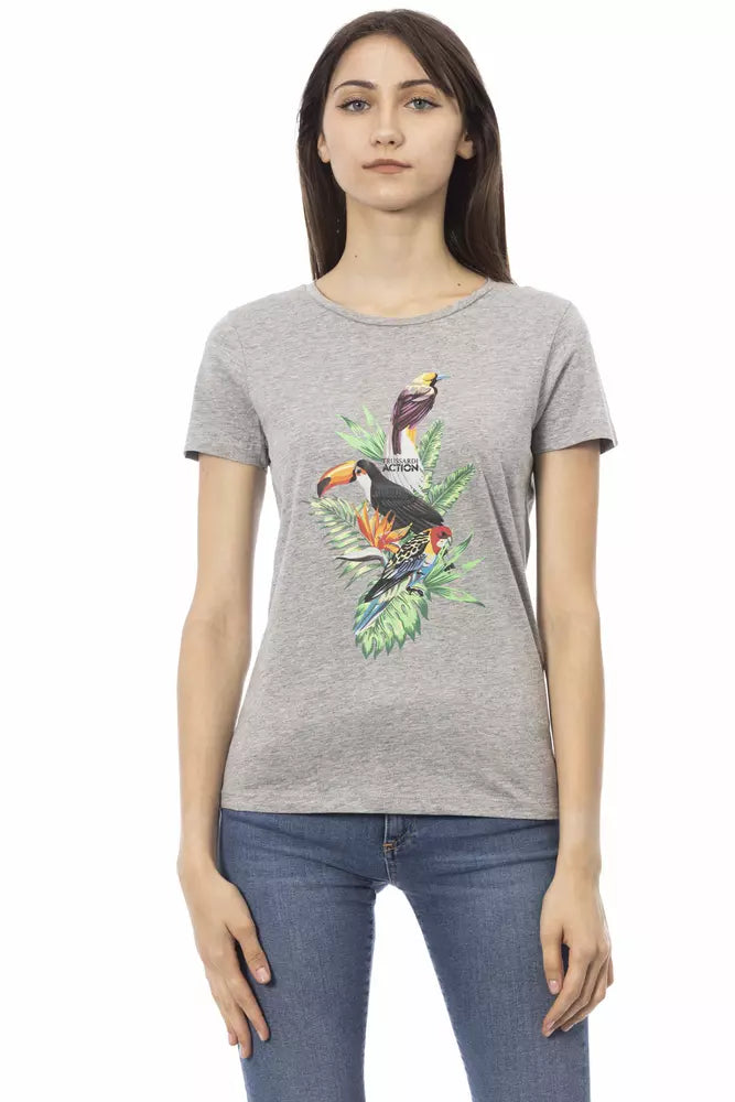Trussardi Action Gray Cotton Women T-Shirt | Regal Royce