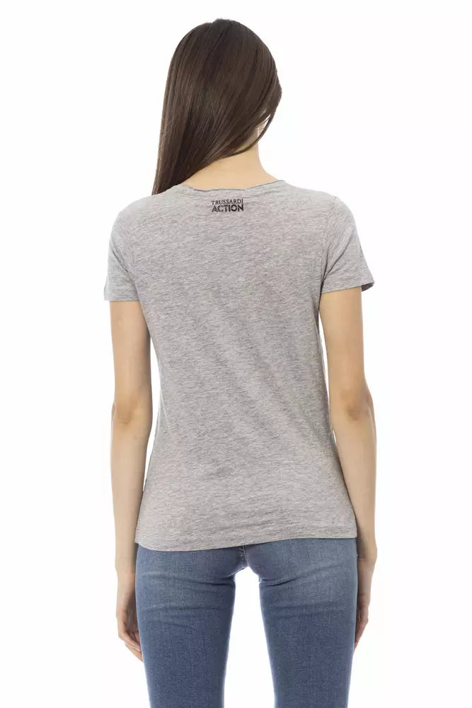 Trussardi Action Gray Cotton Women T-Shirt | Regal Royce