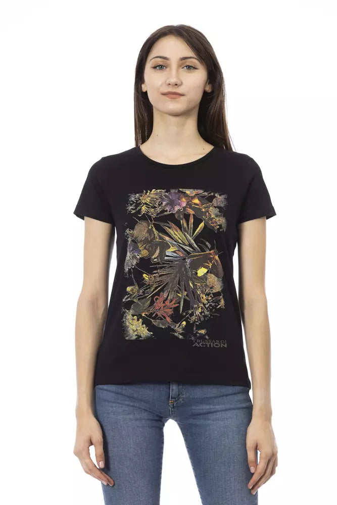 Trussardi Action Black Cotton Women T-Shirt | Regal Royce