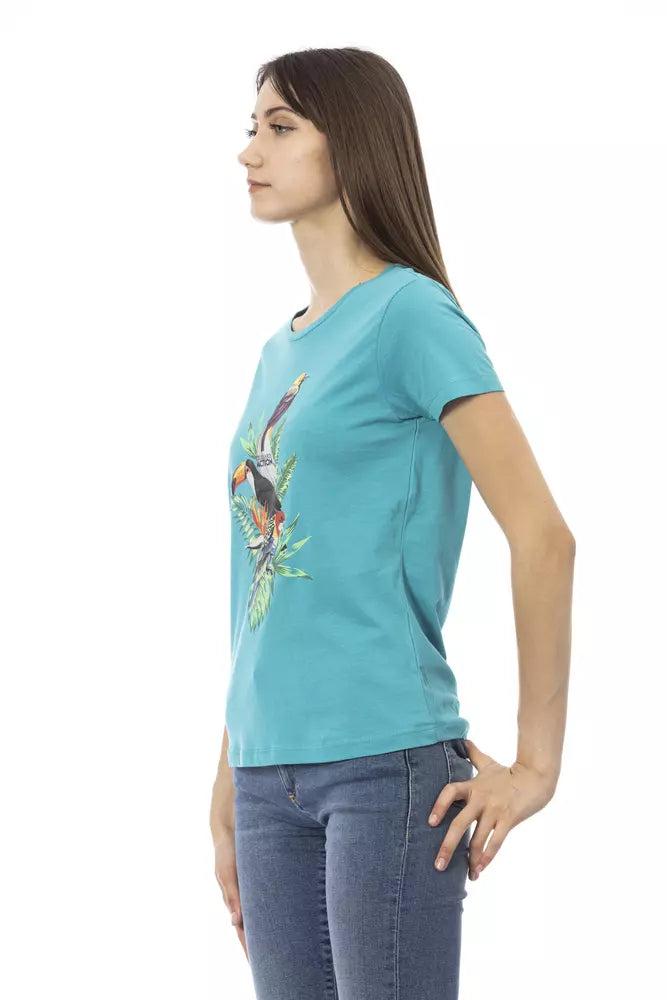 Trussardi Action Light Blue Cotton Women T-Shirt | Regal Royce