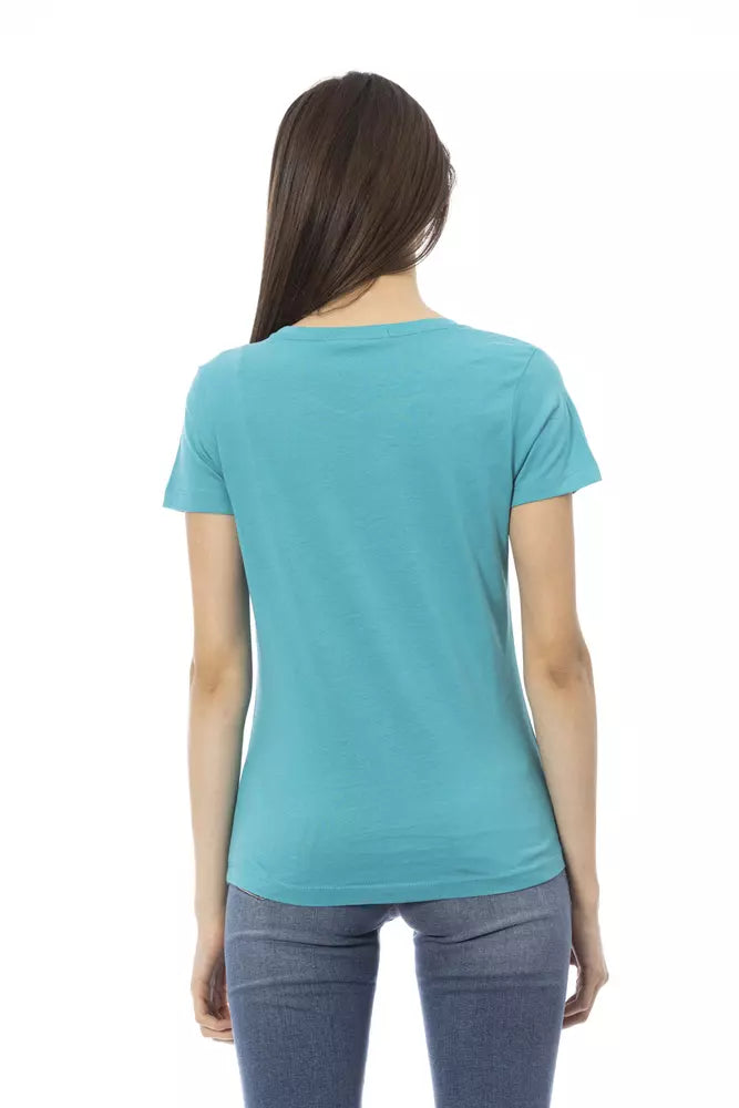 Trussardi Action Light Blue Cotton Women T-Shirt | Regal Royce
