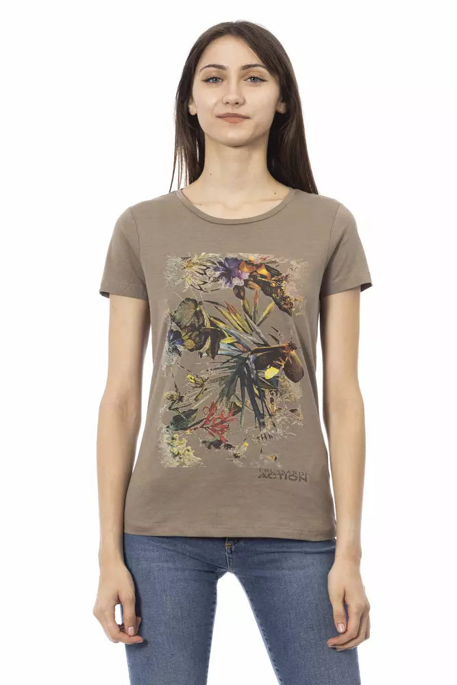 Trussardi Action Brown Cotton Women T-Shirt | Regal Royce