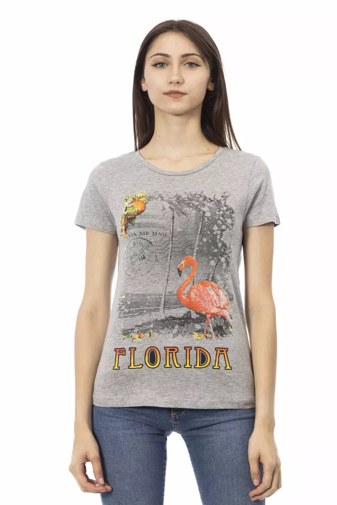 Trussardi Action Gray Cotton Women T-Shirt | Regal Royce