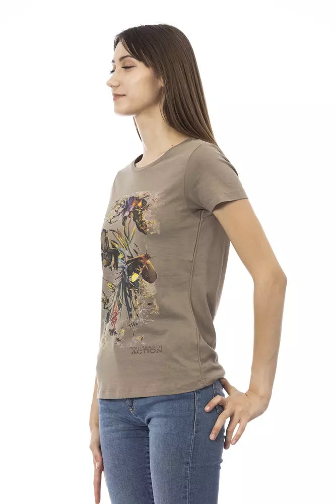 Trussardi Action Brown Cotton Women T-Shirt | Regal Royce