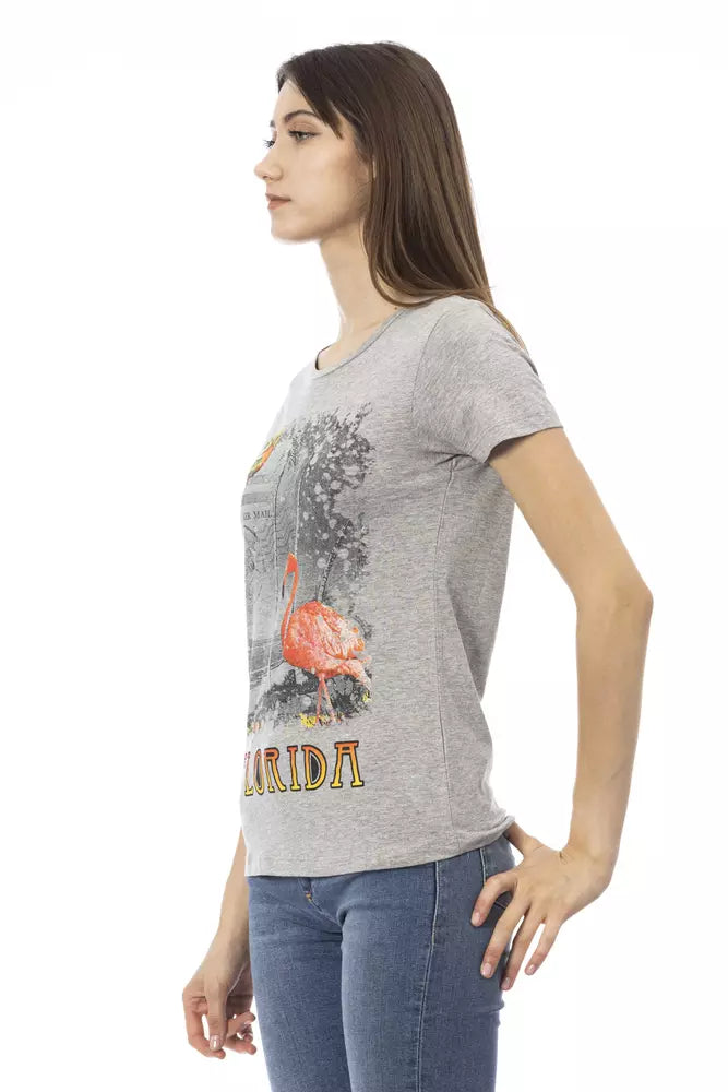 Trussardi Action Gray Cotton Women T-Shirt | Regal Royce