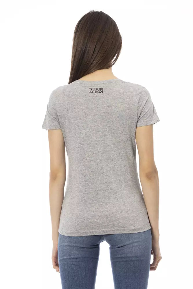 Trussardi Action Gray Cotton Women T-Shirt | Regal Royce