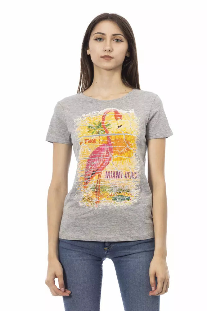 Trussardi Action Gray Cotton Women T-Shirt | Regal Royce