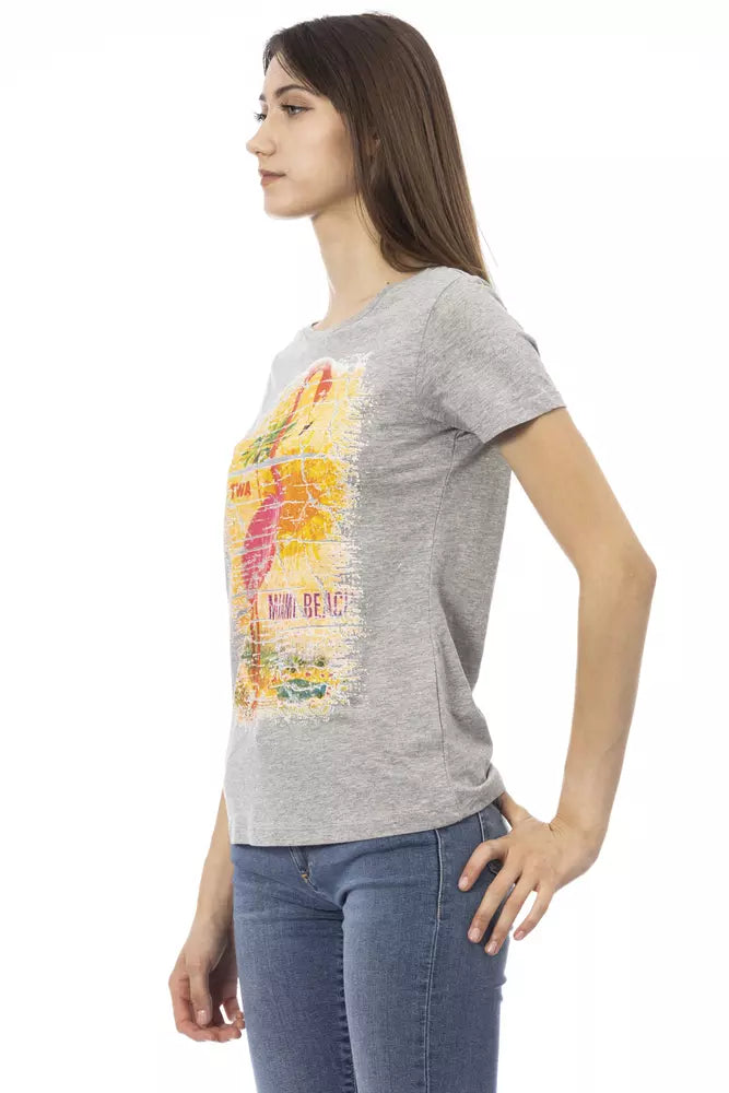 Trussardi Action Gray Cotton Women T-Shirt | Regal Royce
