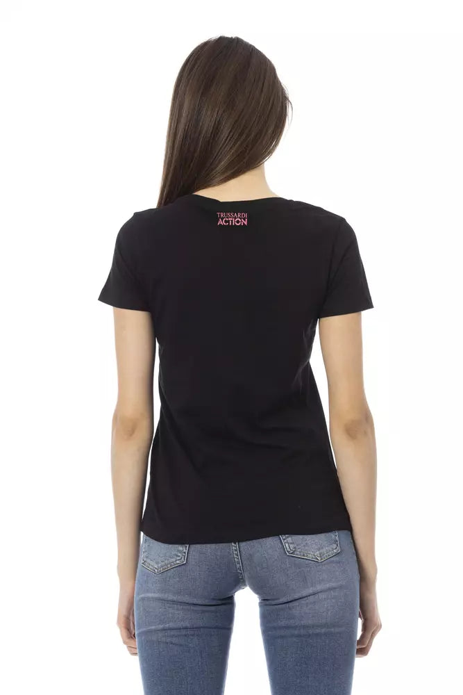 Trussardi Action Black Cotton Women T-Shirt | Regal Royce