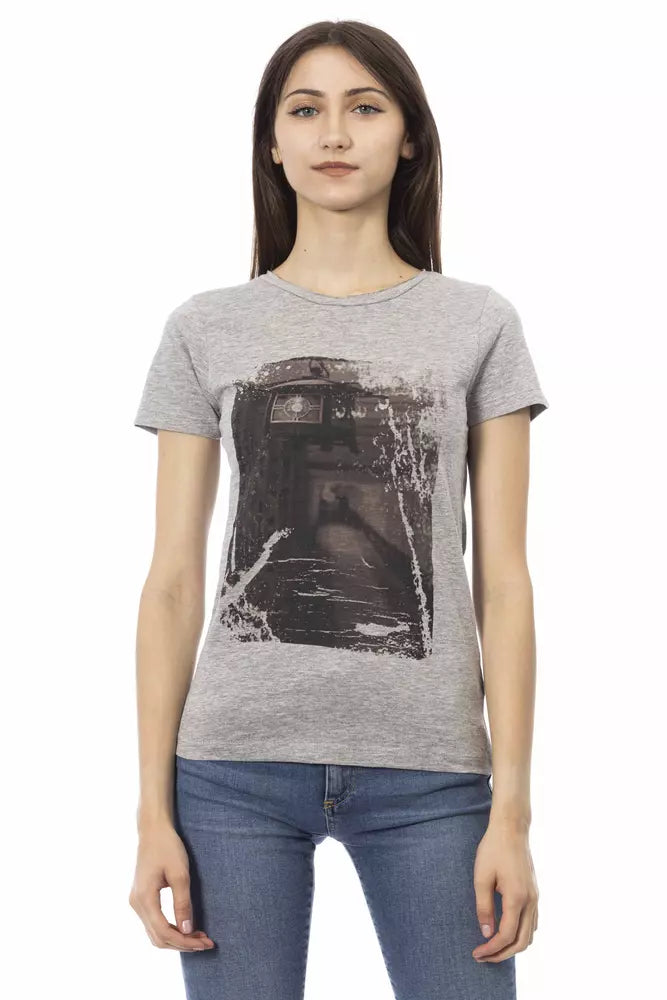 Trussardi Action Gray Cotton Women T-Shirt | Regal Royce
