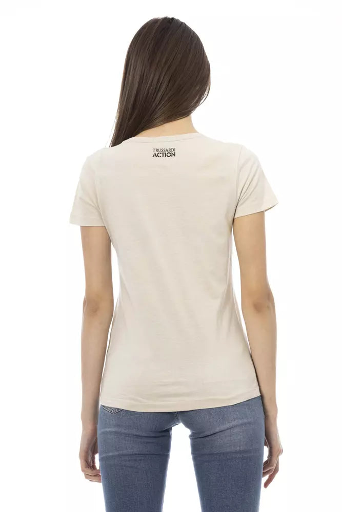 Trussardi Action Beige Cotton Women T-Shirt | Regal Royce