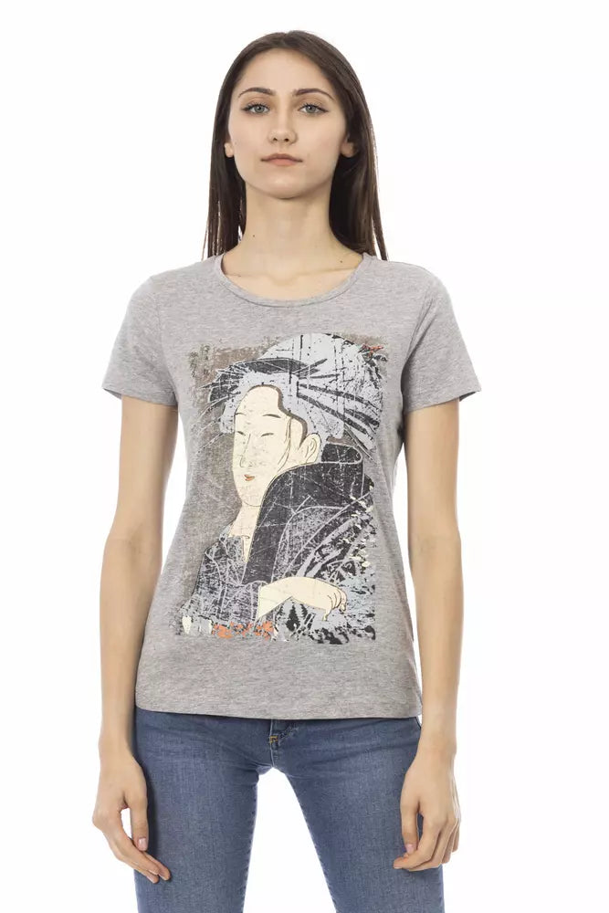 Trussardi Action Gray Cotton Women T-Shirt | Regal Royce