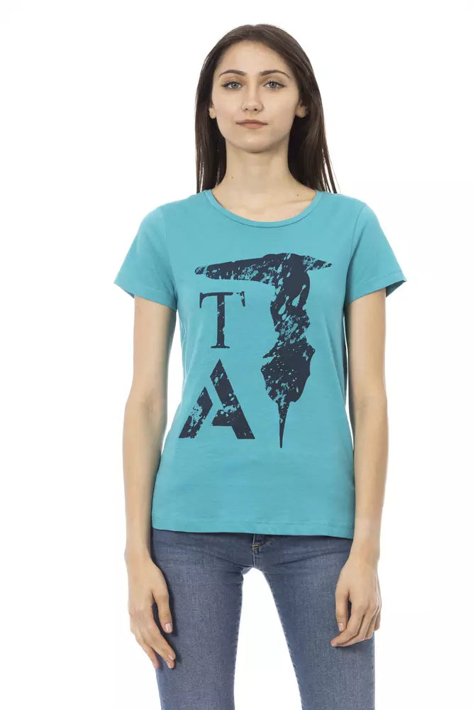 Trussardi Action Light Blue Cotton Women T-Shirt | Regal Royce