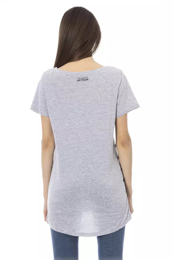 Trussardi Action Gray Cotton Women T-Shirt | Regal Royce