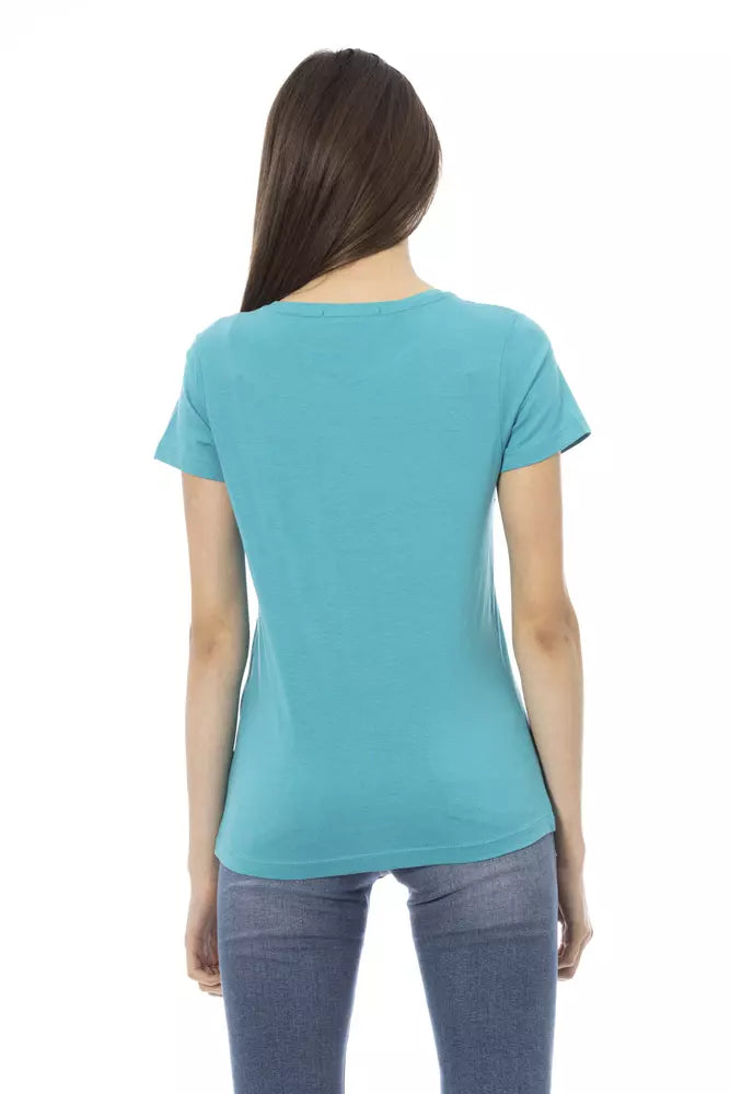 Trussardi Action Light Blue Cotton Women T-Shirt | Regal Royce