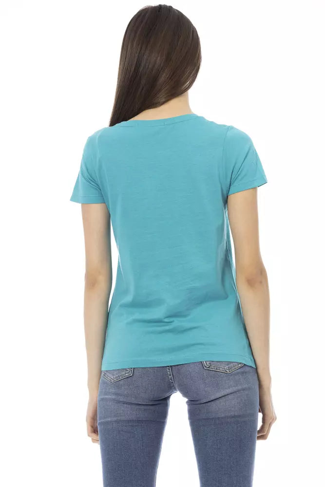 Trussardi Action Light Blue Cotton Women T-Shirt | Regal Royce