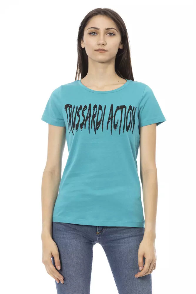 Trussardi Action Light Blue Cotton Women T-Shirt | Regal Royce