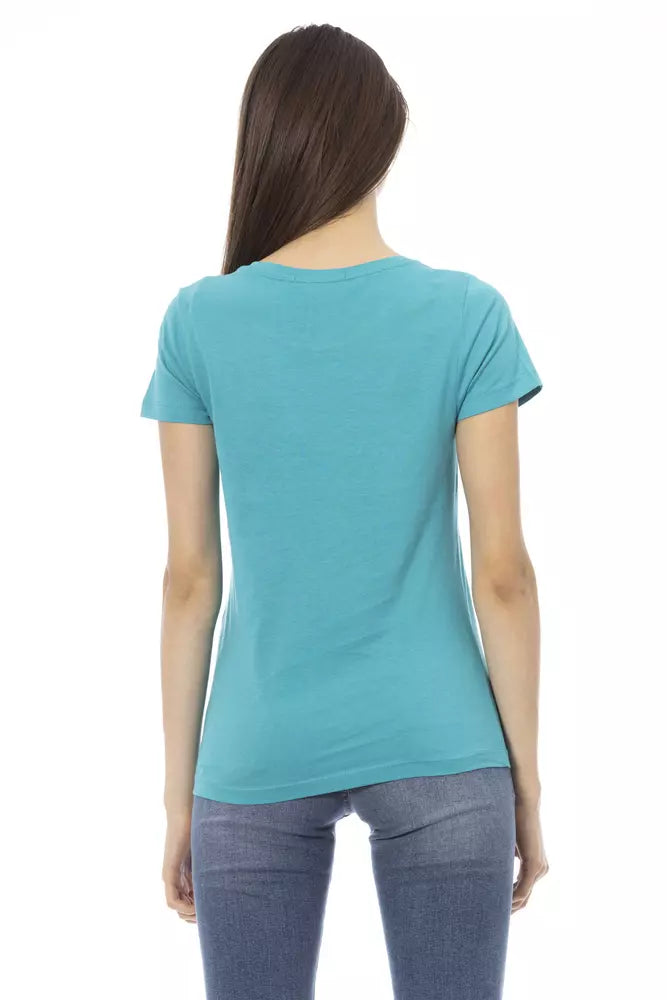 Trussardi Action Light Blue Cotton Women T-Shirt | Regal Royce