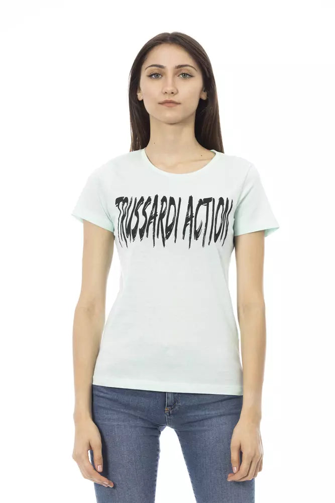Trussardi Action Light Blue Cotton Women T-Shirt | Regal Royce