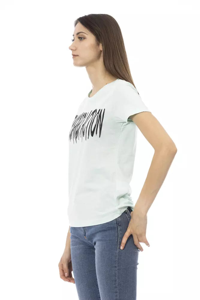 Trussardi Action Light Blue Cotton Women T-Shirt | Regal Royce