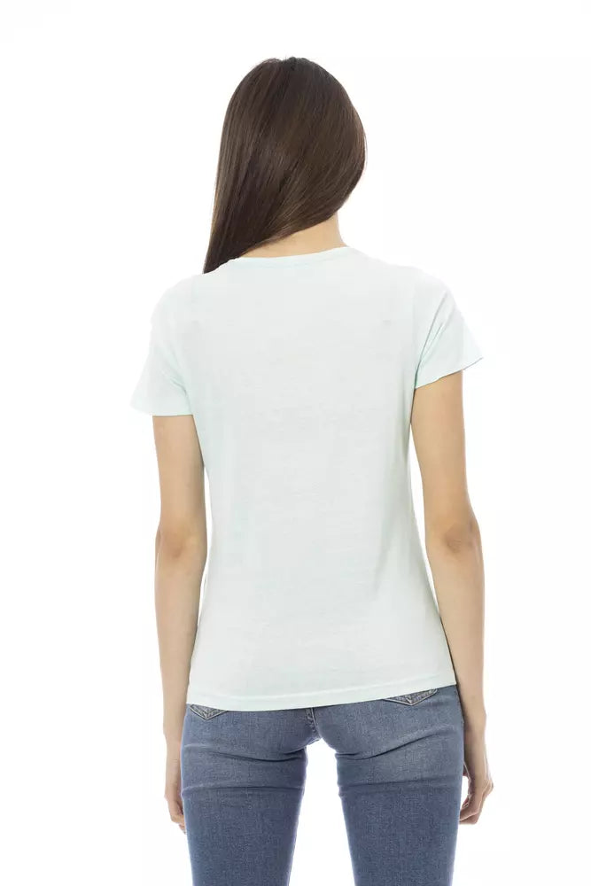 Trussardi Action Light Blue Cotton Women T-Shirt | Regal Royce