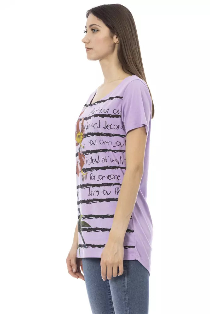Trussardi Action Purple Cotton Women T-Shirt | Regal Royce