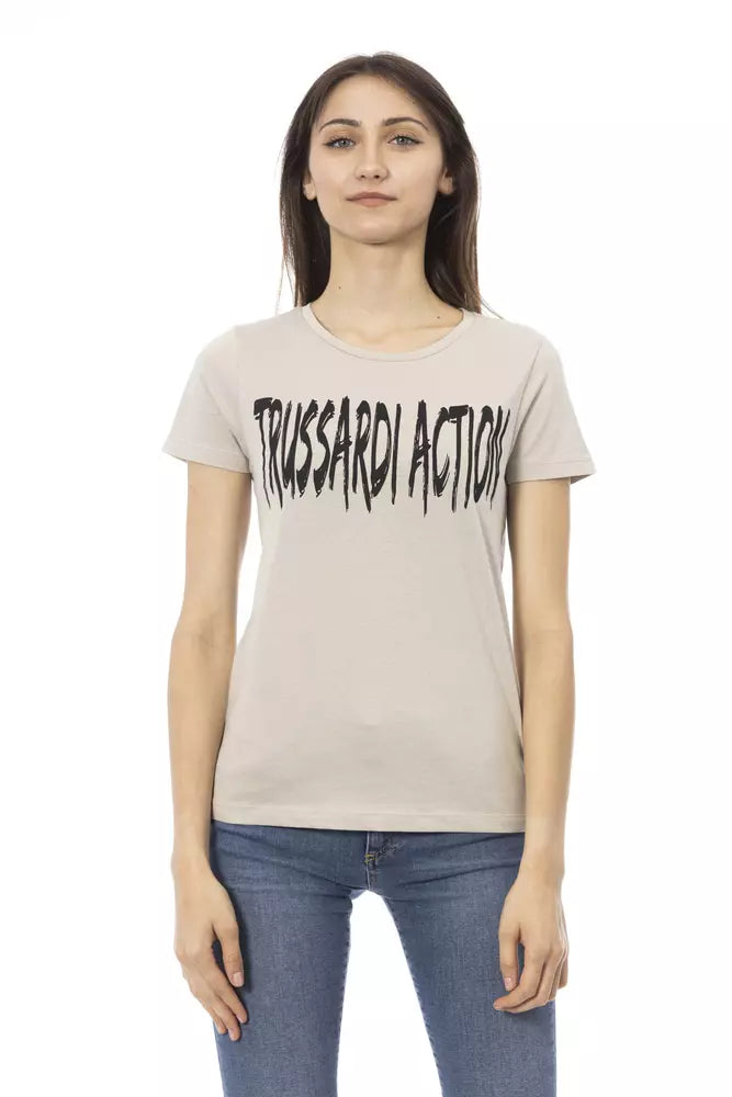 Trussardi Action Beige Cotton Women T-Shirt | Regal Royce