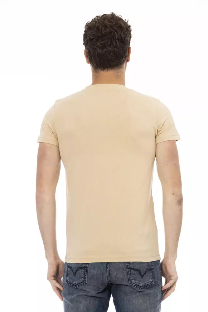 Trussardi Action Beige Cotton Men T-Shirt | Regal Royce