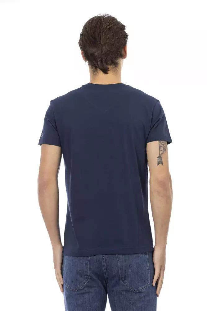 Trussardi Action Blue Cotton Men T-Shirt | Regal Royce