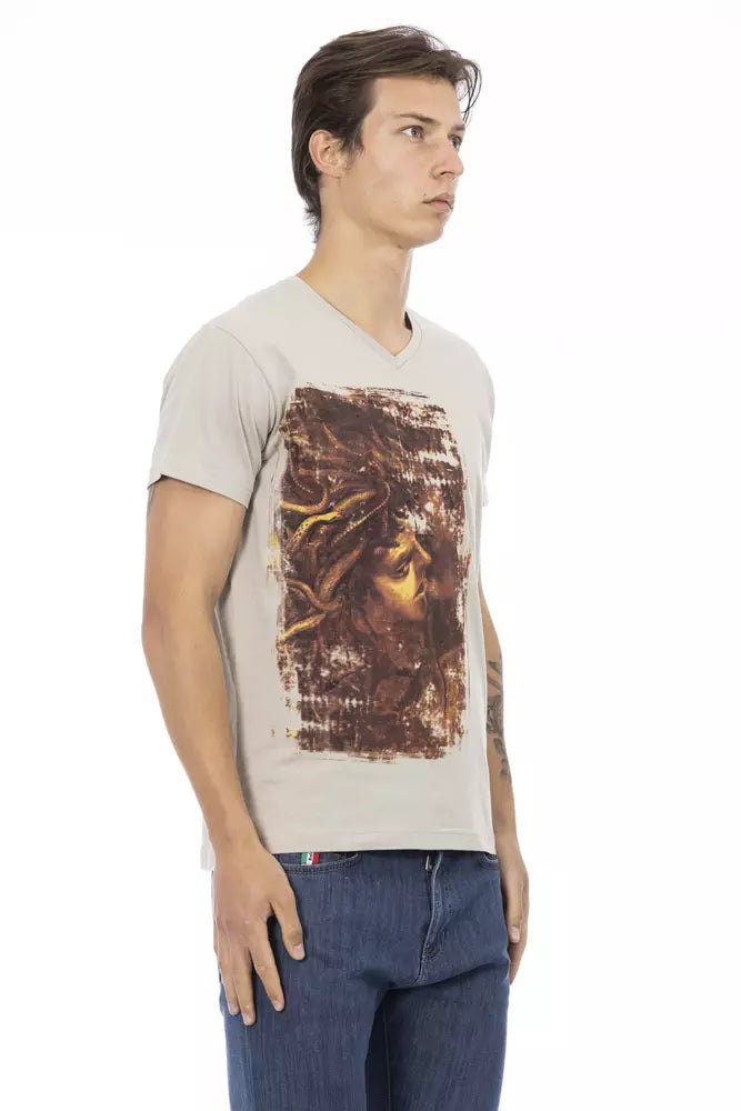 Trussardi Action Beige Cotton Men T-Shirt | Regal Royce