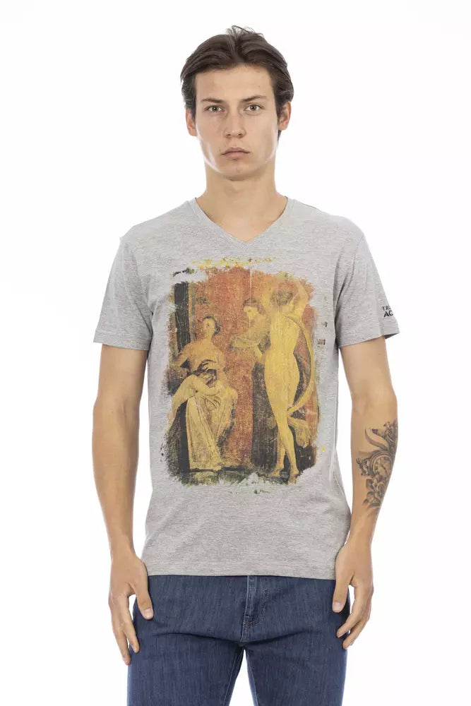 Trussardi Action Gray Cotton Men T-Shirt | Regal Royce
