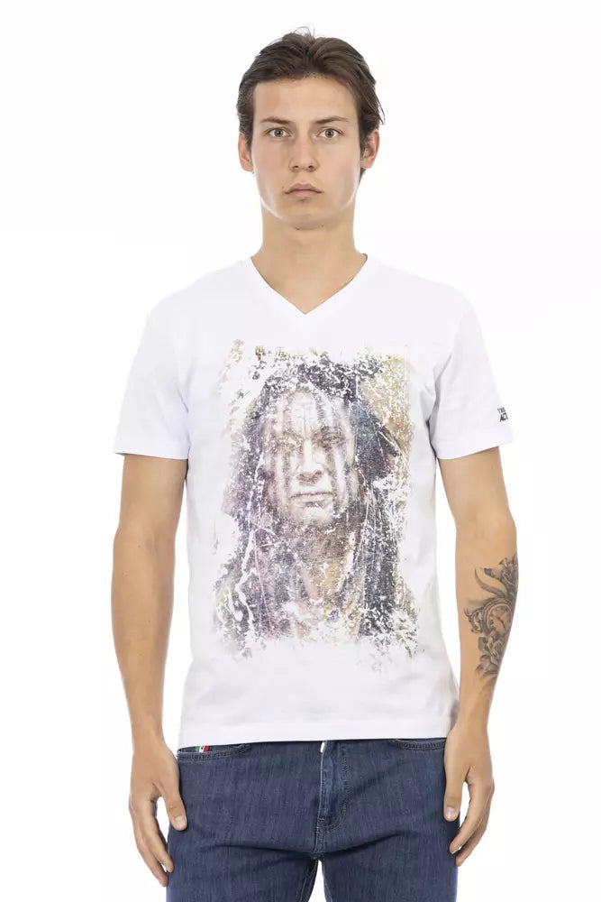 Trussardi Action White Cotton Men T-Shirt | Regal Royce