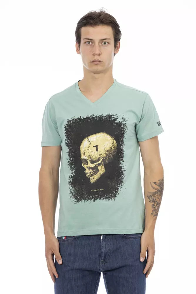 Trussardi Action Green Cotton Men T-Shirt | Regal Royce
