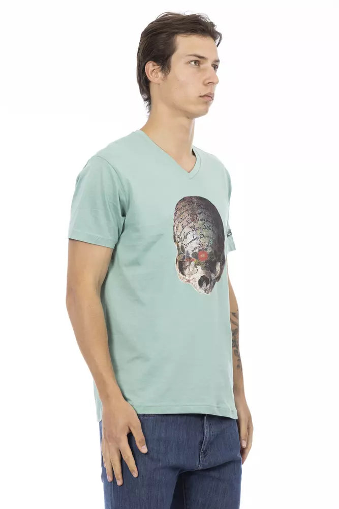 Trussardi Action Green Cotton Men T-Shirt | Regal Royce
