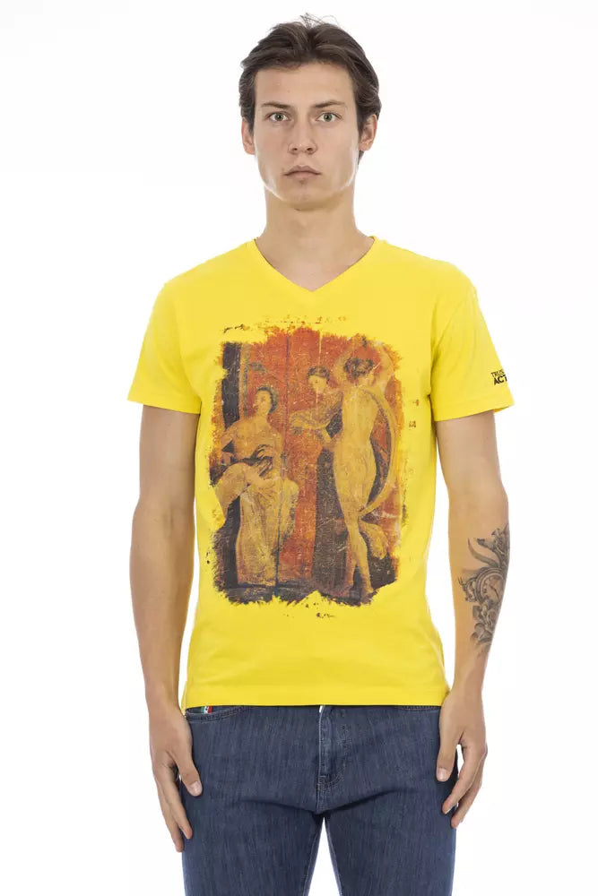 Trussardi Action Yellow Cotton Men T-Shirt | Regal Royce