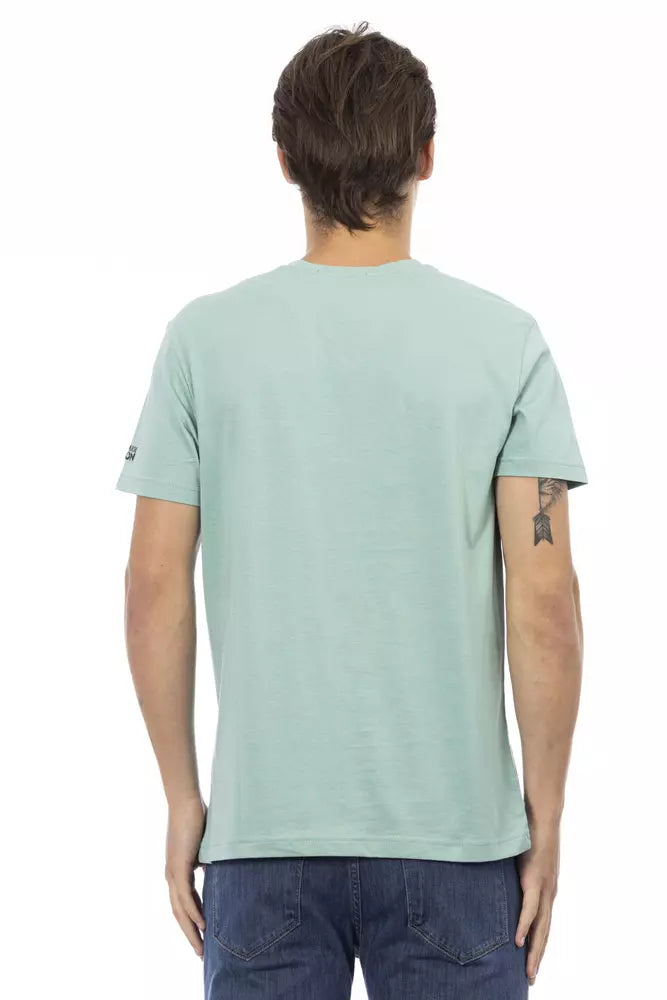 Trussardi Action Green Cotton Men T-Shirt | Regal Royce