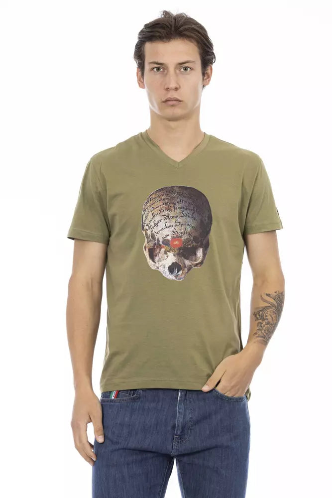Trussardi Action Green Cotton Men T-Shirt | Regal Royce