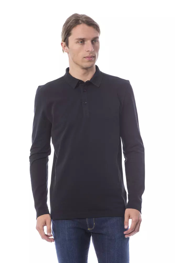 Verri Black Cotton Men Polo Shirt Long Sleeve | Regal Royce