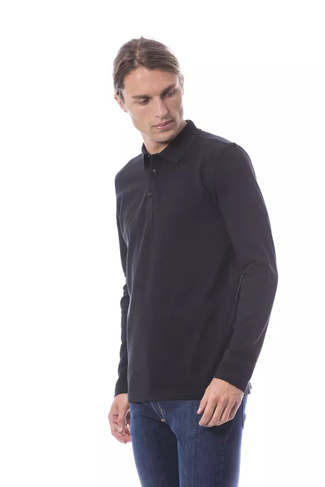 Verri Black Cotton Men Polo Shirt Long Sleeve | Regal Royce