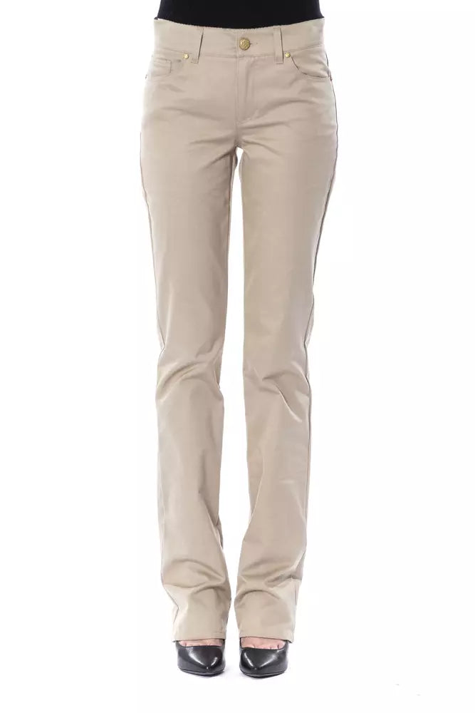 BYBLOS Beige Cotton Women Pant | Regal Royce