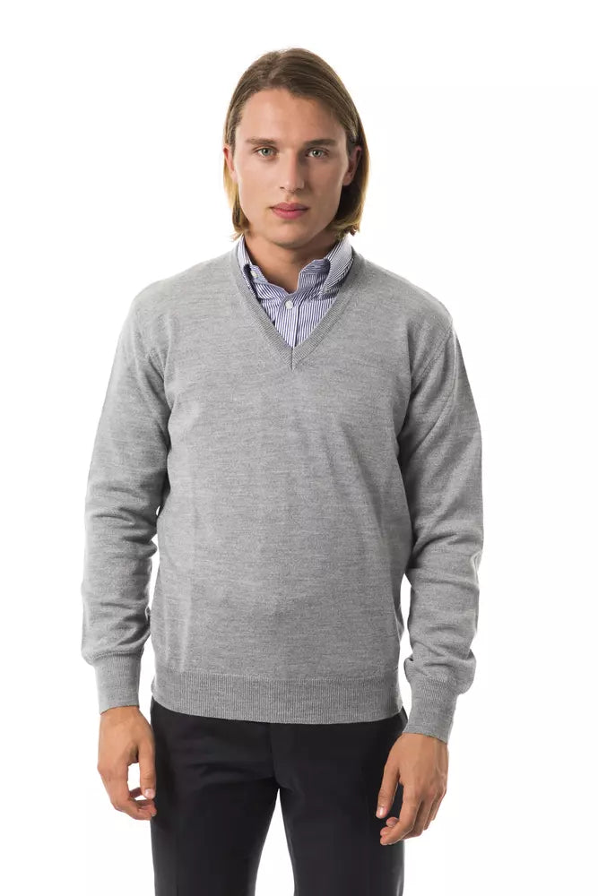 Uominitaliani Gray Wool Men Sweater | Regal Royce