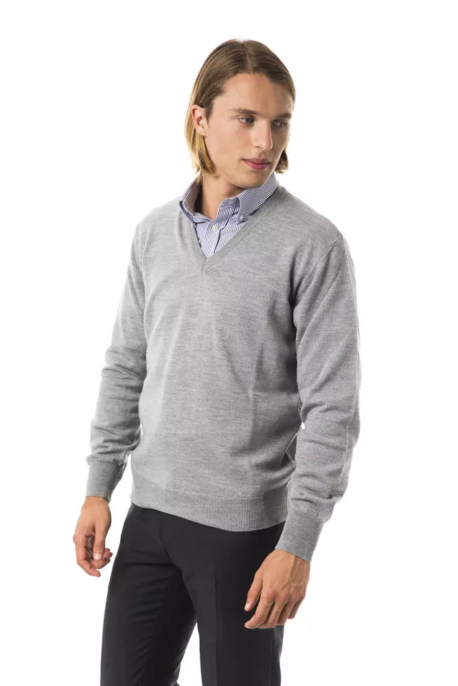 Uominitaliani Gray Wool Men Sweater | Regal Royce