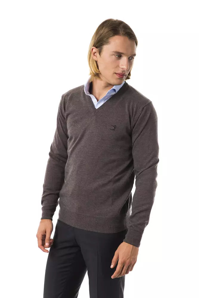 Uominitaliani Gray Merino Wool Men Sweater | Regal Royce