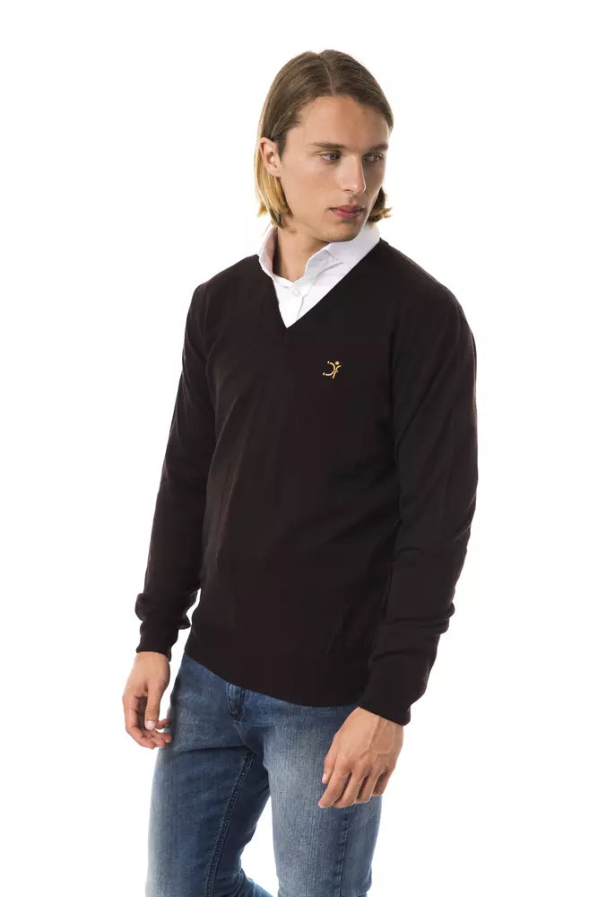 Uominitaliani Brown Merino Wool Men Sweater | Regal Royce