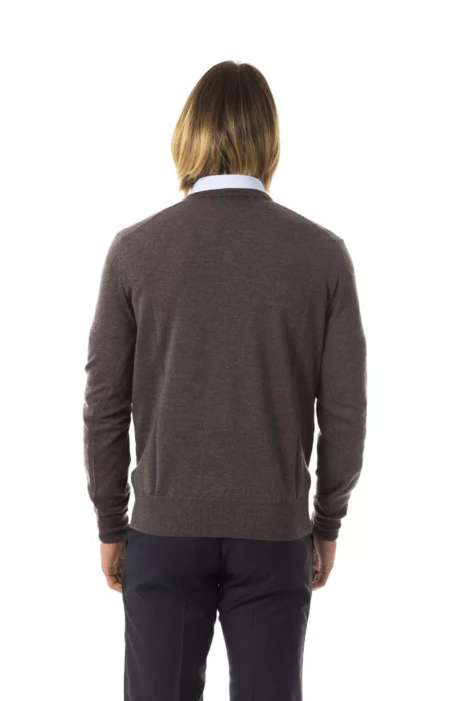 Uominitaliani Gray Merino Wool Men Sweater | Regal Royce