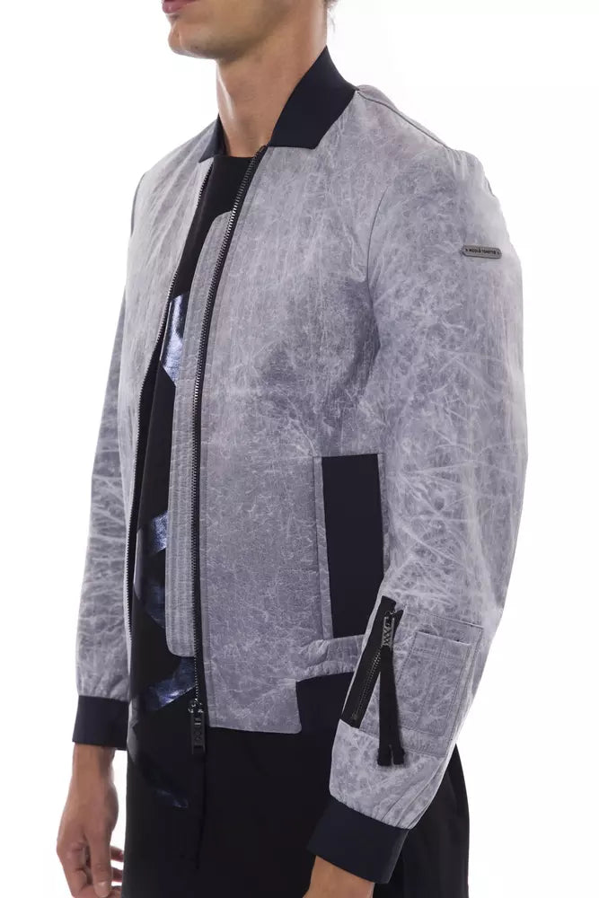Nicolo Tonetto Gray Polyester Men Bomber Jacket | Regal Royce