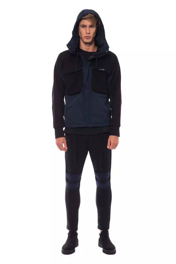 Nicolo Tonetto Black Wool Men Jacket with Hood and Pockets | Regal Royce